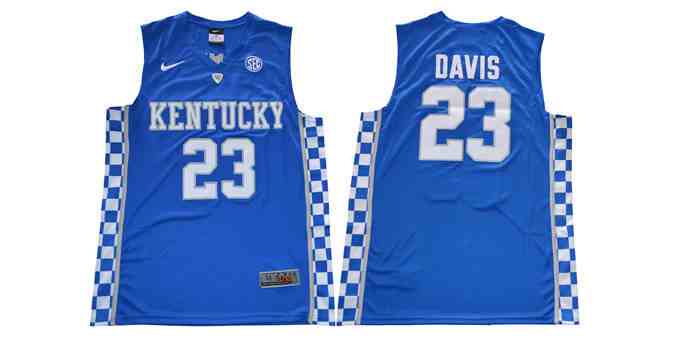 Kentucky Wildcats 23 Anthony Davis Blue Colleage NCAA Basketball Jerseys