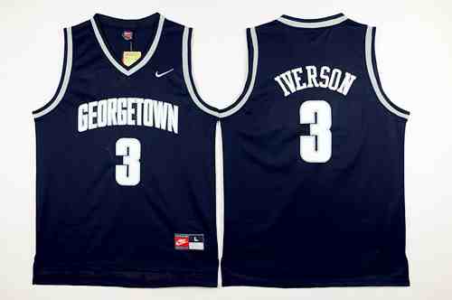 NCAA Iverson No.3 Georgetown University Basketball uniform Black New Fabric Jersey