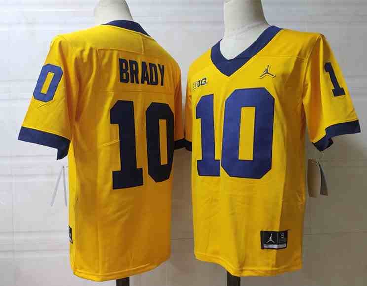 Men's Michigan Wolverines #10 Yellow BRADY Stitched Jersey