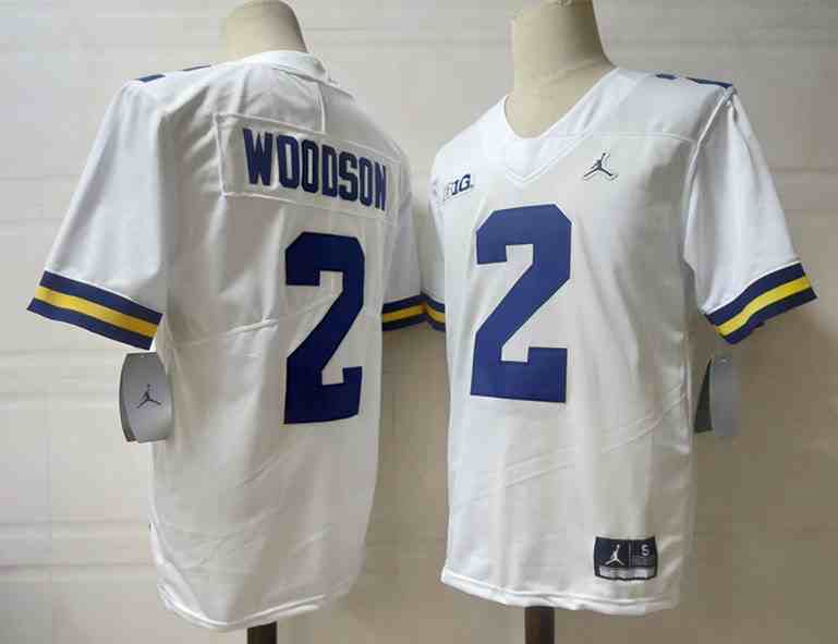 Men's Michigan Wolverines #2 WOODSON white Stitched Jersey