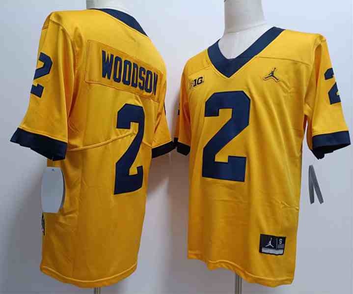 Men's Michigan Wolverines #2 WOODSON Yellow Stitched Jersey