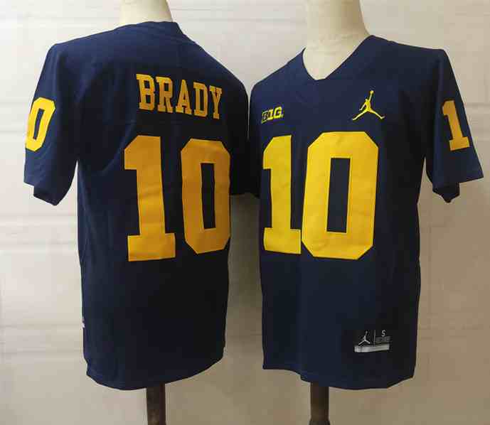 Men's Michigan Wolverines #10 BRADY blue Stitched Jersey