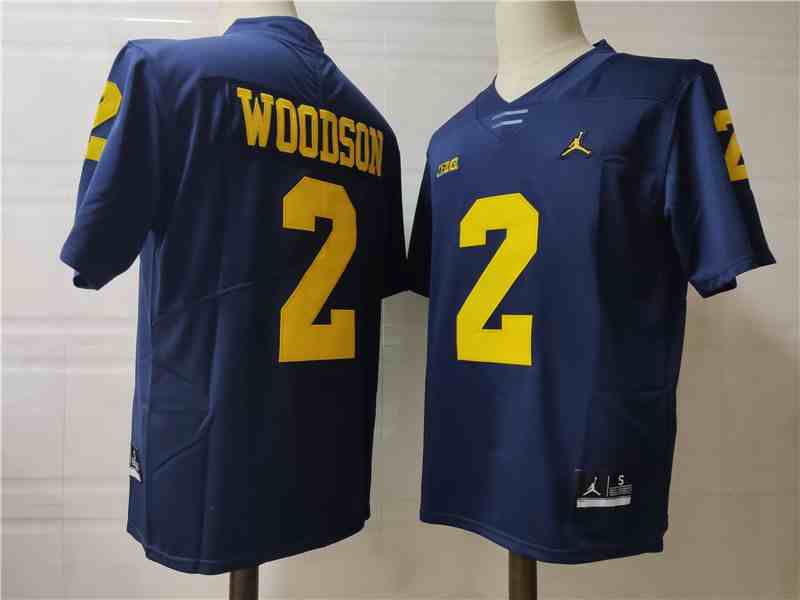 Men's Michigan Wolverines #2 WOODSON Blue Stitched Jersey