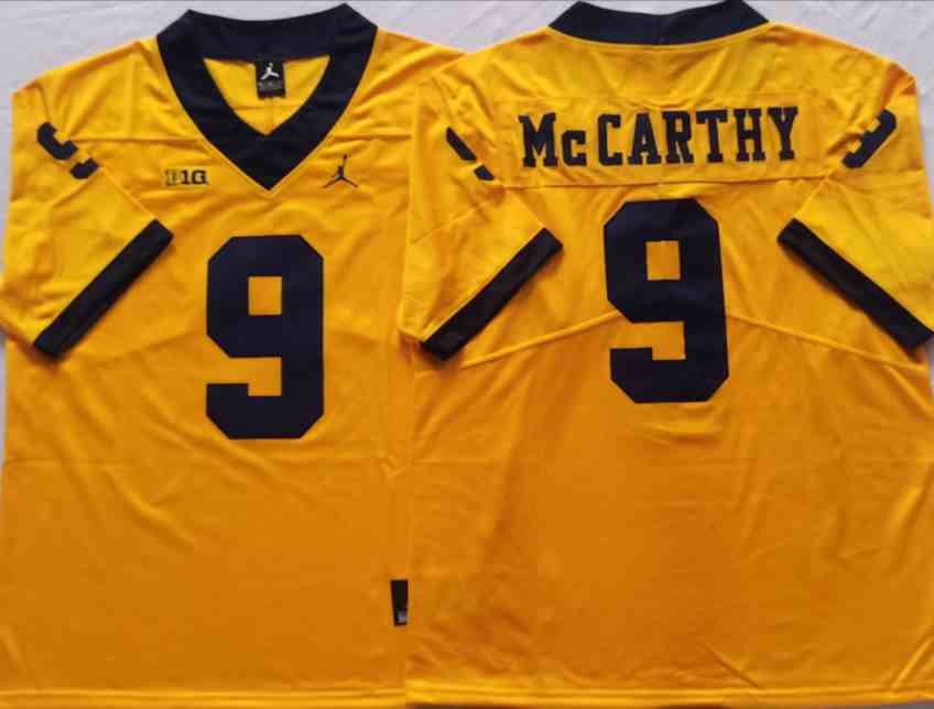 Men's Michigan Wolverines #9 McCARTHY Yellow Stitched Jersey