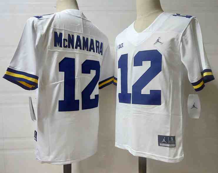 Men's Michigan Wolverines #12 McNAMARA  White Stitched Jersey