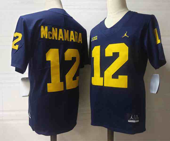 Men's Michigan Wolverines #12 McNAMARA  Blue Stitched Jersey