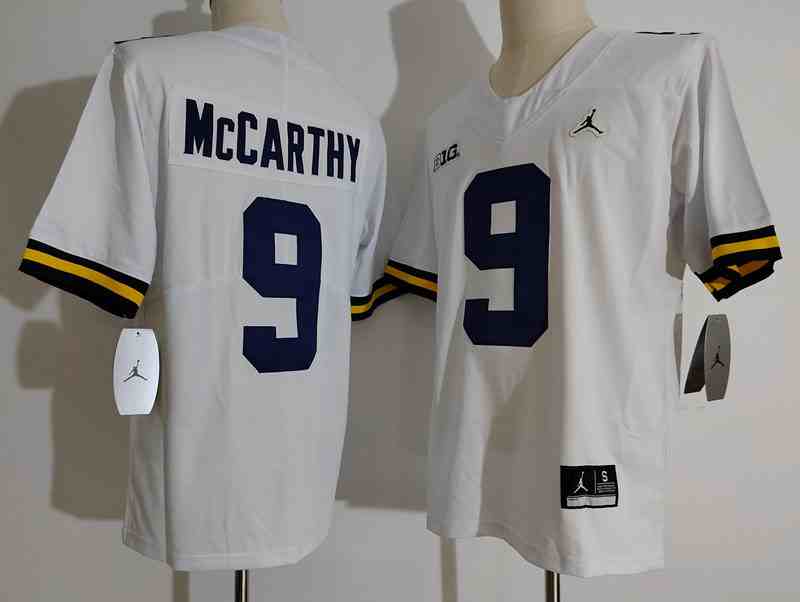 Men's Michigan Wolverines #9 McCARTHY White Stitched Jersey
