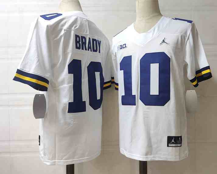 Men's Michigan Wolverines #10 BRADY white Stitched Jersey