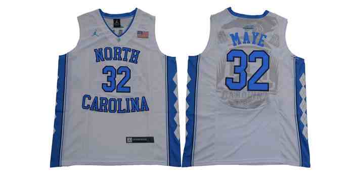 Men's North Carolina Tar Heels 32 Luke Maye White College Basketball Jersey