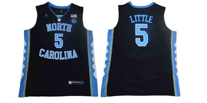 Men's North Carolina Tar Heels 5 Nassir Little Black College Basketball Jersey