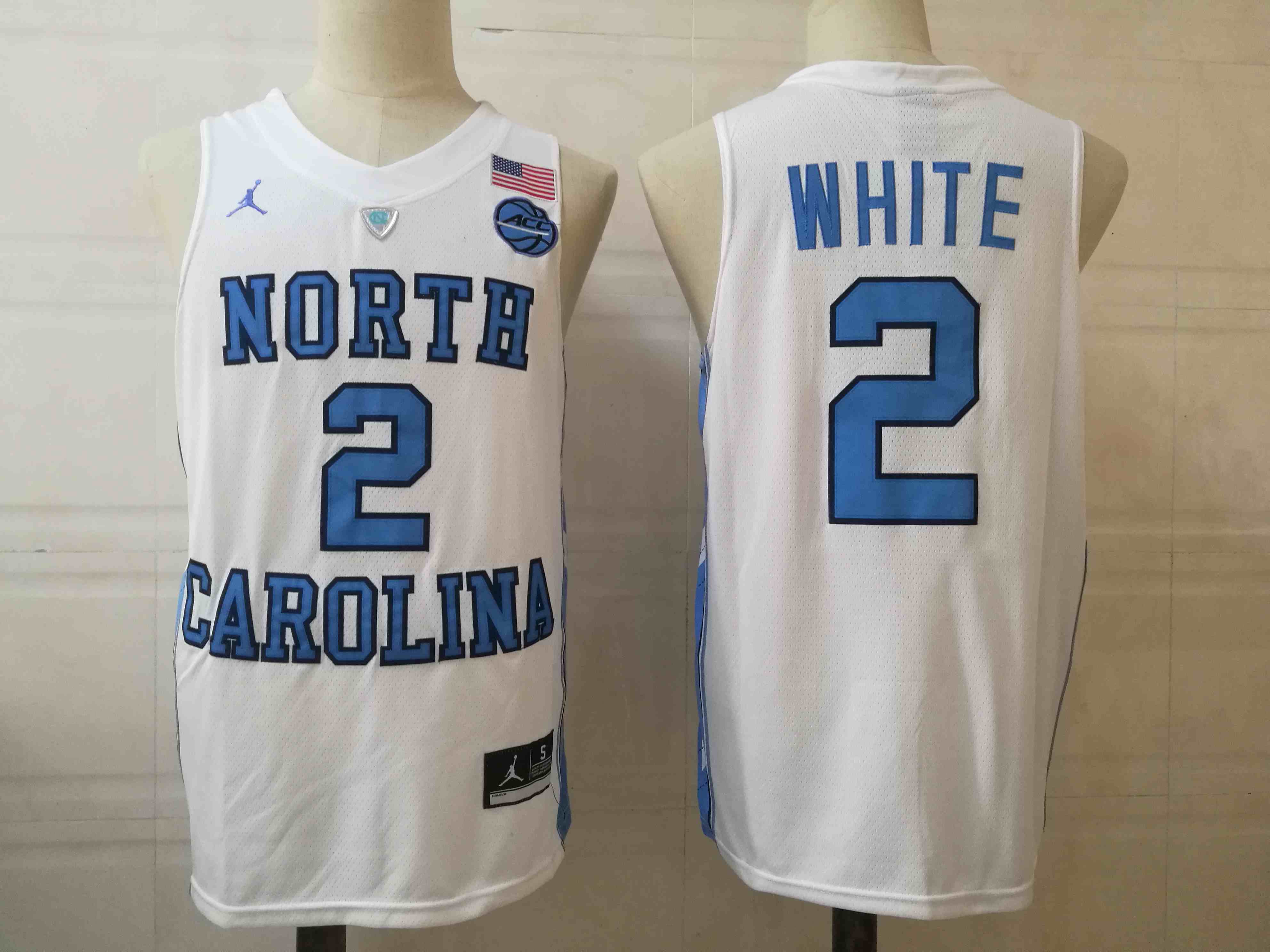 Men's North Carolina Tar Heels #2 Coby White White Authentic College Basketball Jersey