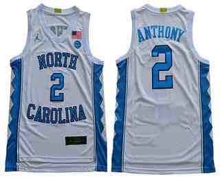 Men's North Carolina Tar Heels #2 Cole Anthony White Authentic College Basketball Jersey
