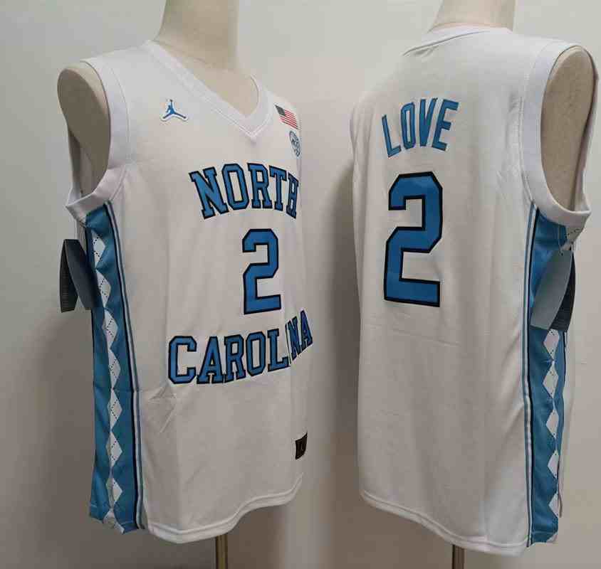 Men's North Carolina Tar Heels #2 Caleb Love White Authentic College Basketball Jersey
