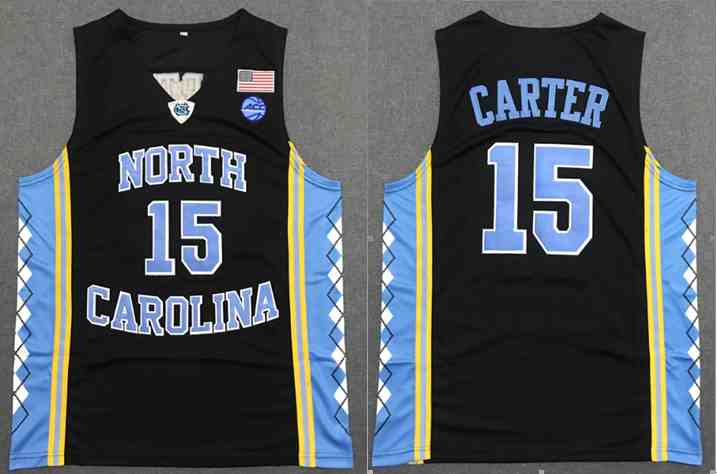 Men's North Carolina Tar Heels 15 Vince Carter Black College Basketball Jersey-2