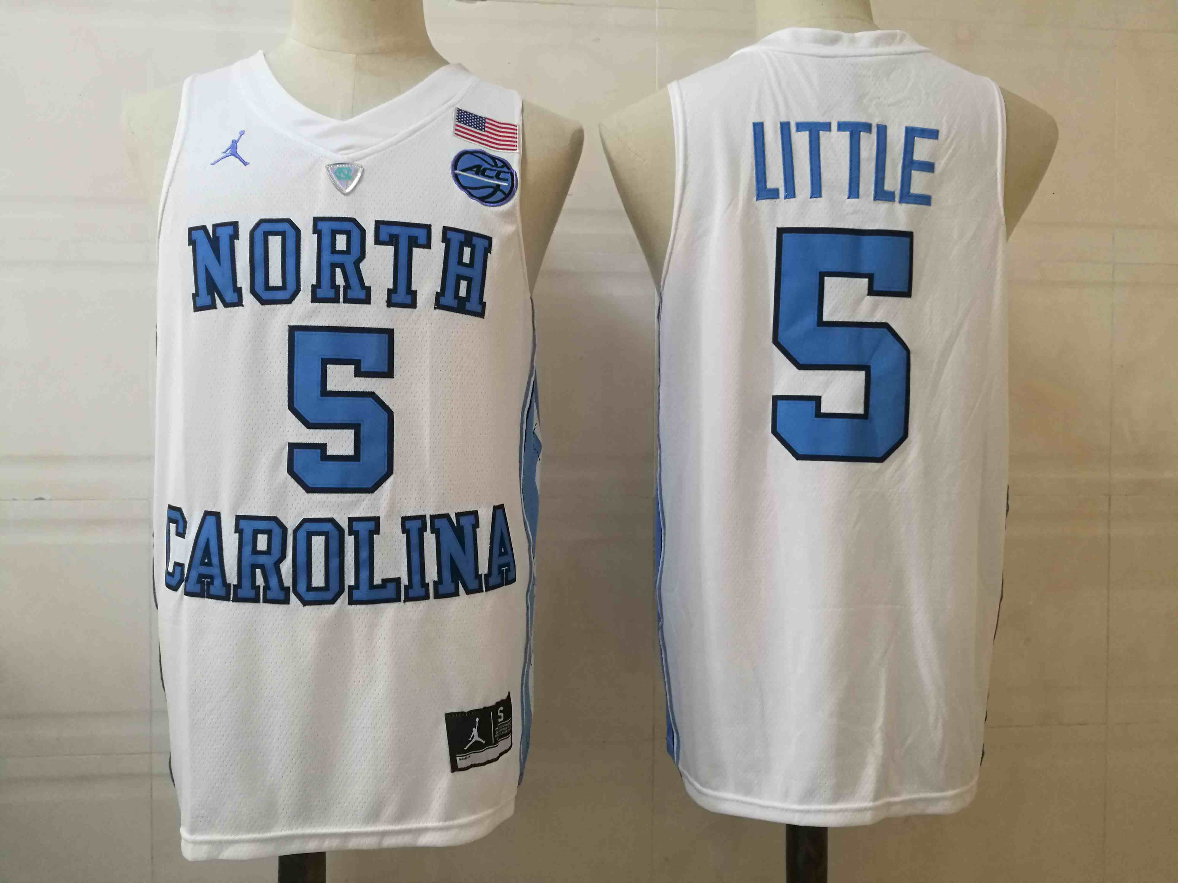 Men's North Carolina Tar Heels #5 Nassir Little White Authentic College Basketball Jersey