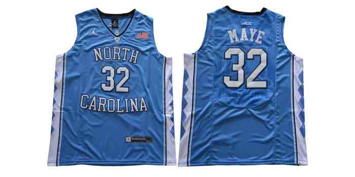 Men's North Carolina Tar Heels 32 Luke Maye Blue College Basketball Jersey