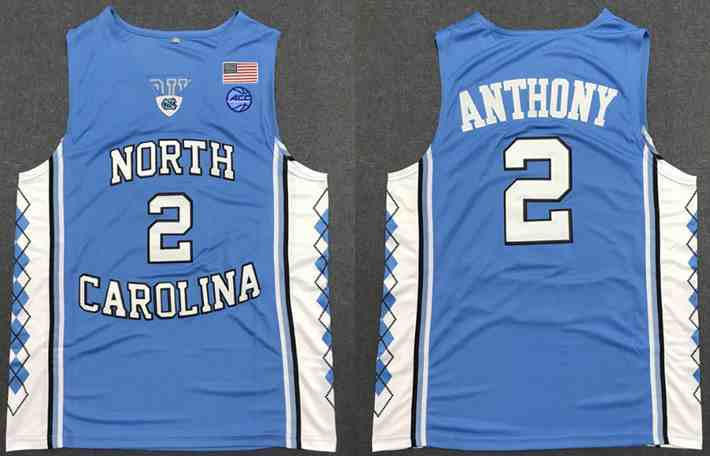 Men's North Carolina Tar Heels #2 Cole  Anthony Blue Authentic College Basketball Jersey