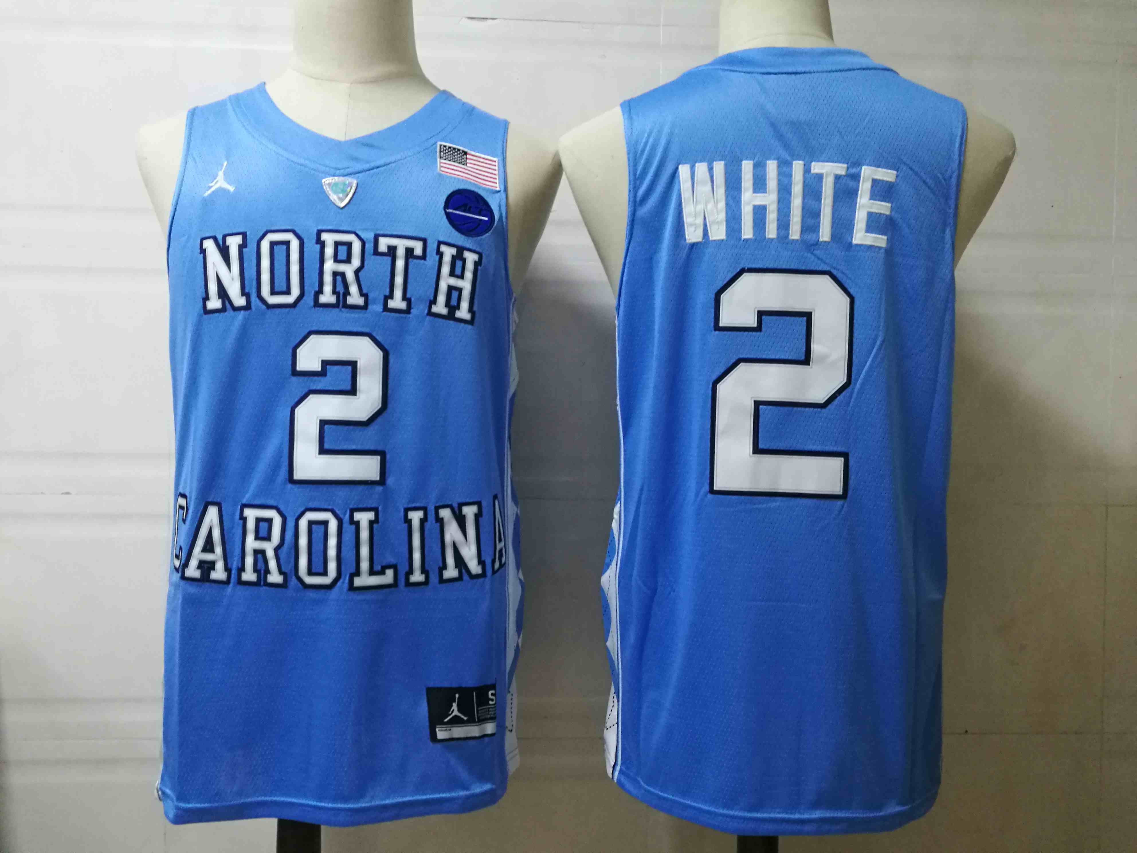 Men's North Carolina Tar Heels #2 Coby White Blue Authentic College Basketball Jersey