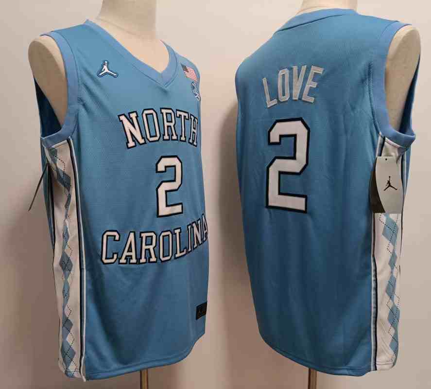 Men's North Carolina Tar Heels #2 Caleb Love Blue Authentic College Basketball Jersey