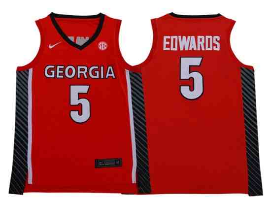 Georgia Bulldogs #5 Anthony Edwards Red College Basketball Jersey