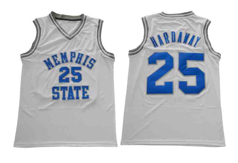 Mens Memphis Tigers #25 Penny Hardaway  White College Basketball Jersey