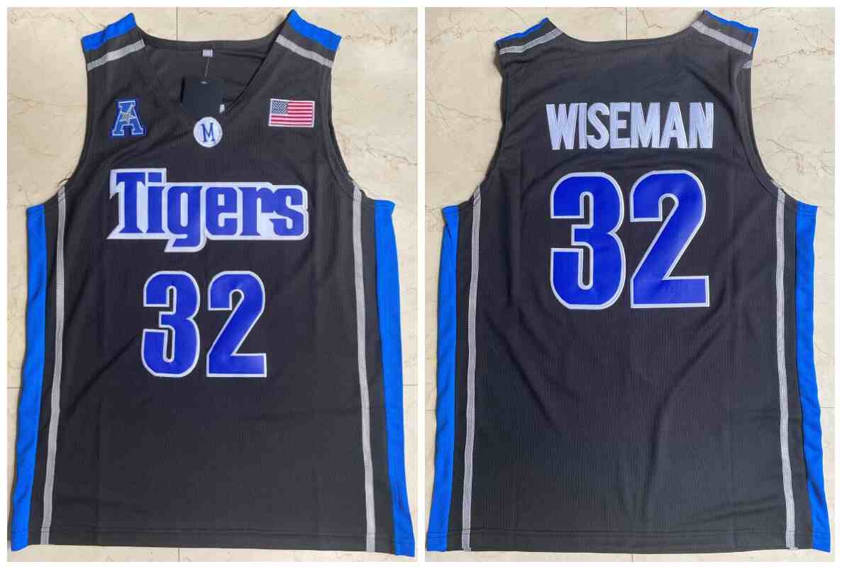 Men's Memphis Tigers 32 James Wiseman Black College Basketball Jersey