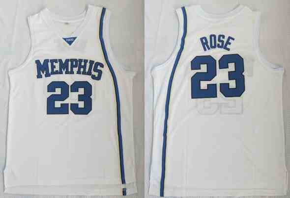 Men's Memphis Tigers Derrick Rose 23 White College Basketball Jersey