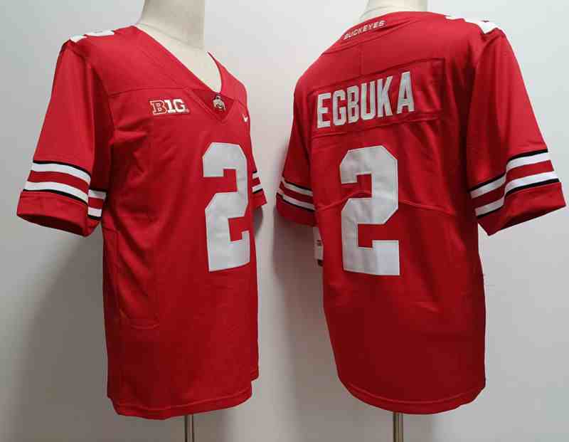 Mens NCAA Ohio State Buckeyes 2 Emeka Egbuka  red College Football Jersey
