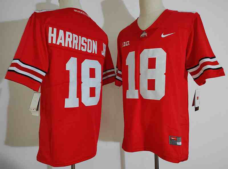 Mens NCAA Ohio State Buckeyes 18 HARRISON JR red College Football Jersey