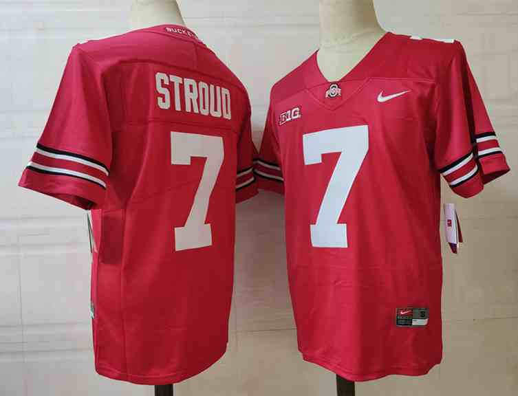 Mens NCAA Ohio State Buckeyes 7 STROUD RED College Football Jersey