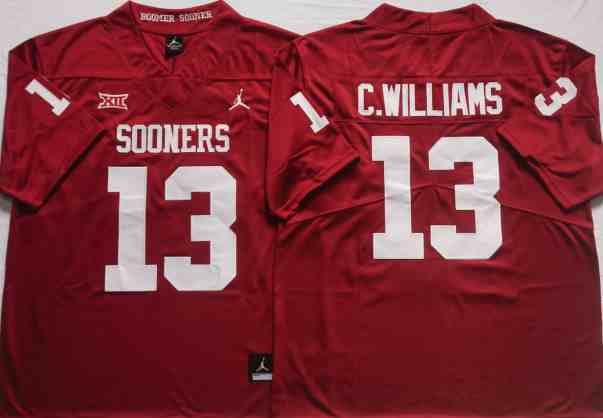 Mens NCAA Oklahoma Sooners #13 C.WILLIAMS red College Football Jersey