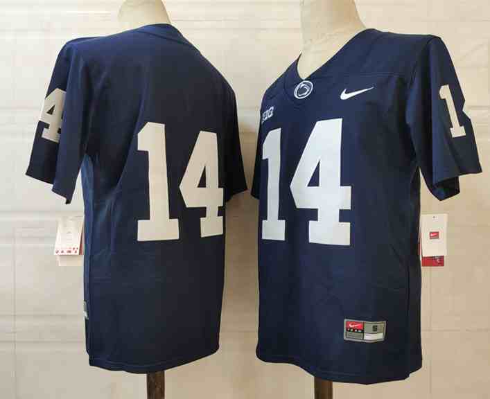 Men's NCAA Penn State Nittany Lions 14 Blue College Football Jersey