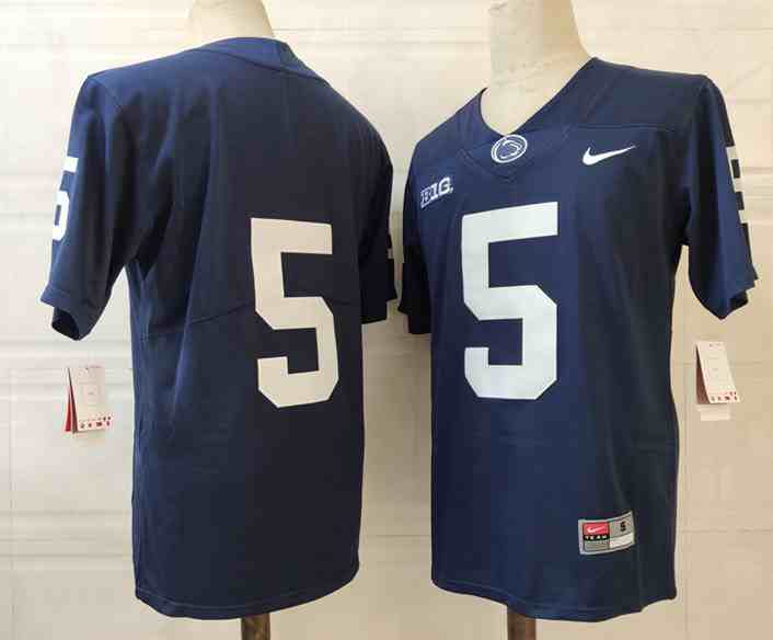 Men's NCAA Penn State Nittany Lions 5 Blue College Football Jersey