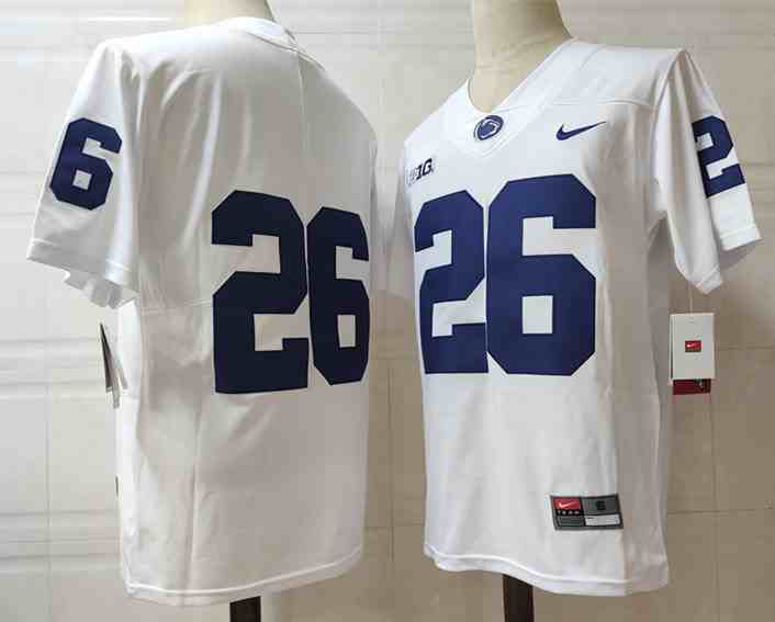 Men's NCAA Penn State Nittany Lions 26 White College Football Jersey