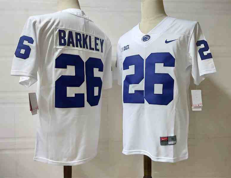 Men's NCAA Penn State Nittany Lions #26 Saquon Barkley White Stitched Jersey