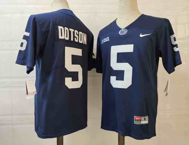 Men's NCAA Penn State Nittany Lions #5 Jahan Dotson Navy Stitched Jersey