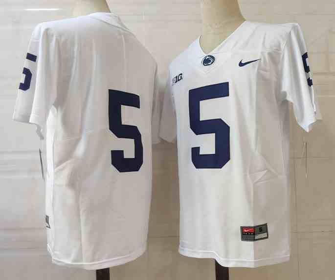 Men's NCAA Penn State Nittany Lions 5 White College Football Jersey