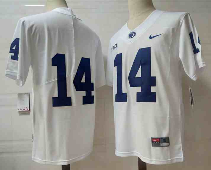 Men's NCAA Penn State Nittany Lions 14 White College Football Jersey