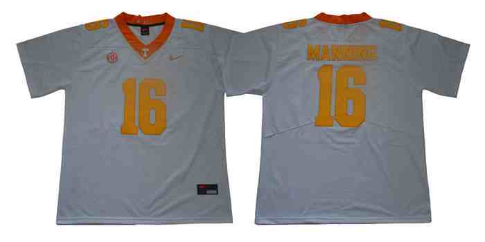 Tennessee Volunteers 16 Peyton Manning White Stitched NCAA Football Jersey