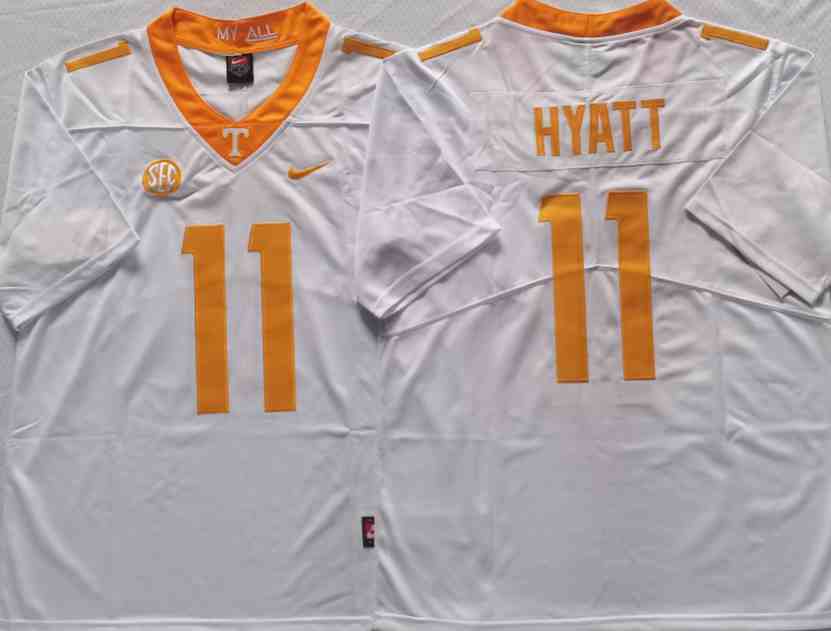 Tennessee Volunteers White #11 HYATT College Football Jersey