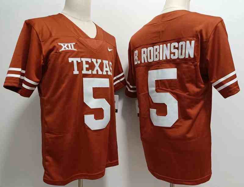 Texas Longhorns #5 ROBINSON Orange Stitched Jersey