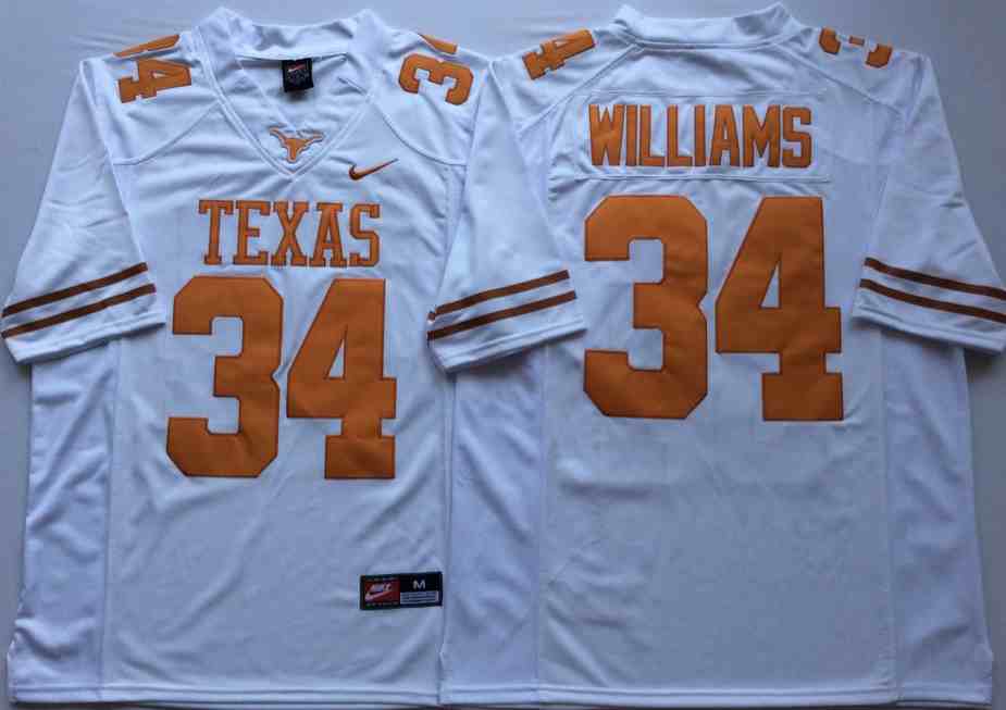 NCAA jerseys 34# WILLIAMS White M&N Stitched NCAA Jersey