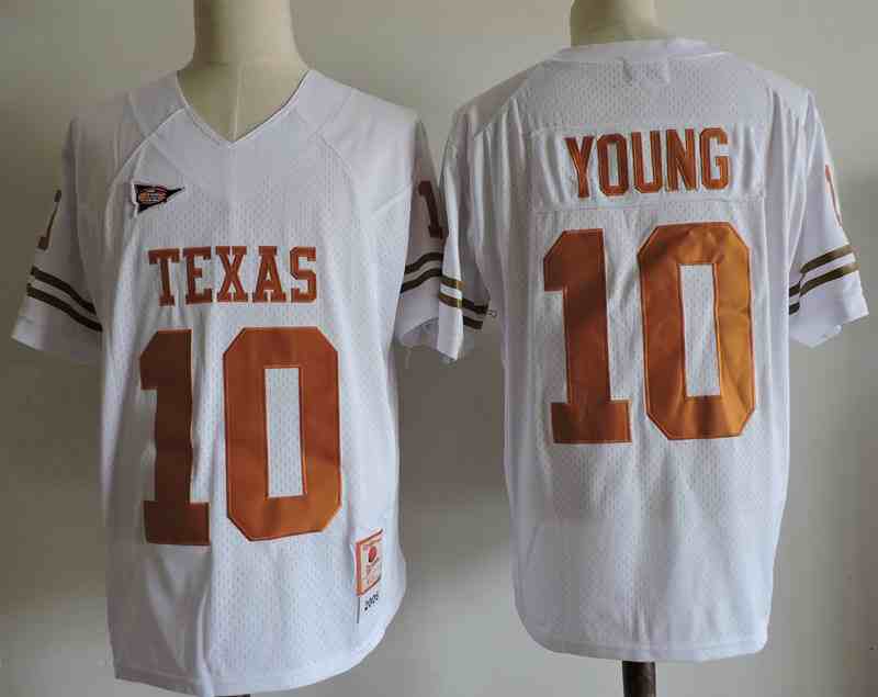 Texas Longhorns #10 Vince Young White Stitched NCAA Jersey