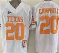 Texas Longhorns #20 Earl Campbell White Stitched NCAA Jersey