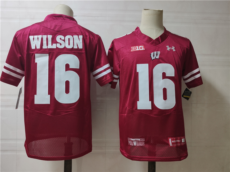 Wisconsin Badgers 16 Russell Wilson red College Football Jersey