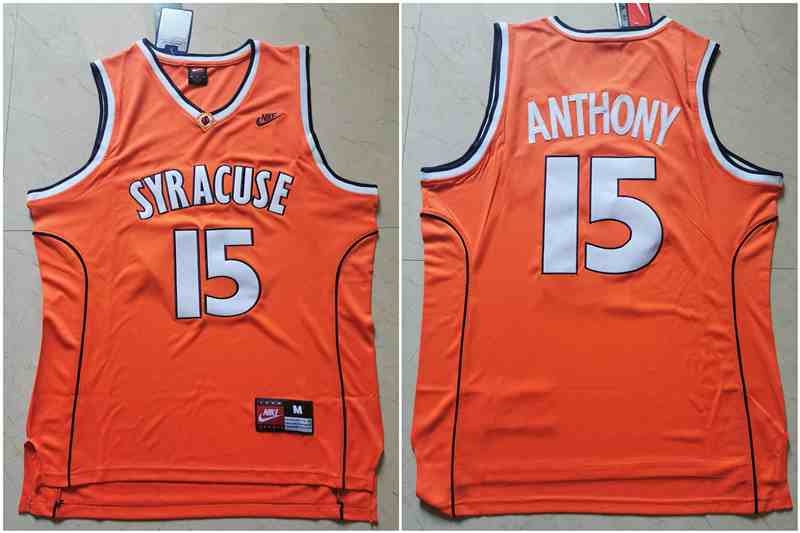 Syracuse University 15 Carmelo Anthony Orange Nike Basketball College Jersey