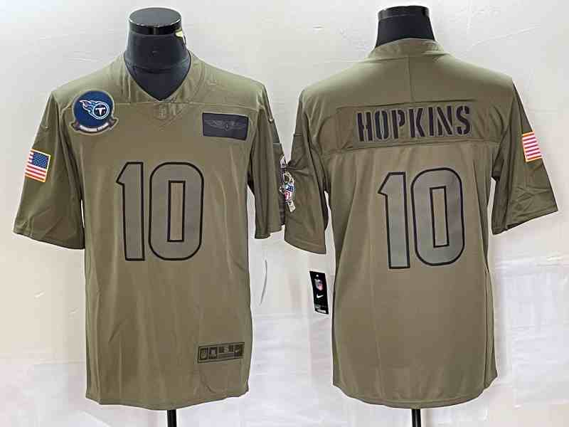 Men's Tennessee Titans #10 DeAndre Hopkins Olive Salute To Service Limited Jersey