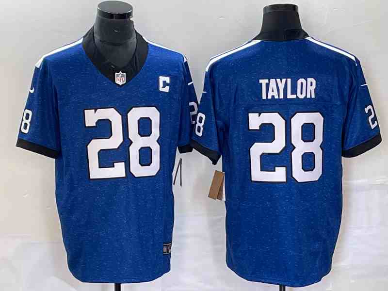 Men's Indianapolis Colts #28 Jonathan Taylor Royal 2023 F.U.S.E. Indiana Nights Limited Stitched Football Jersey