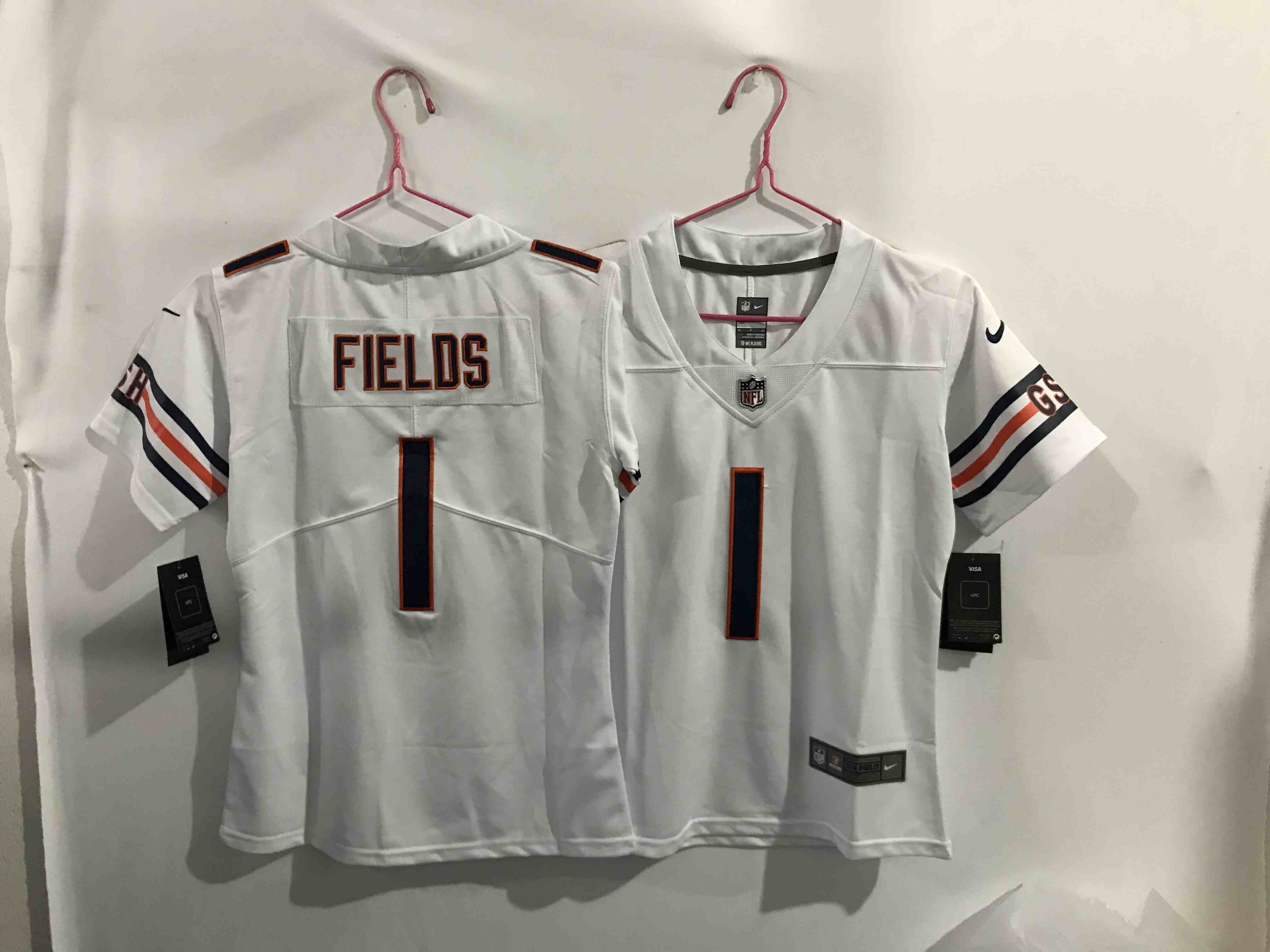 Women's Chicago Bears #1 Justin Fields White Vapor Limited Jersey