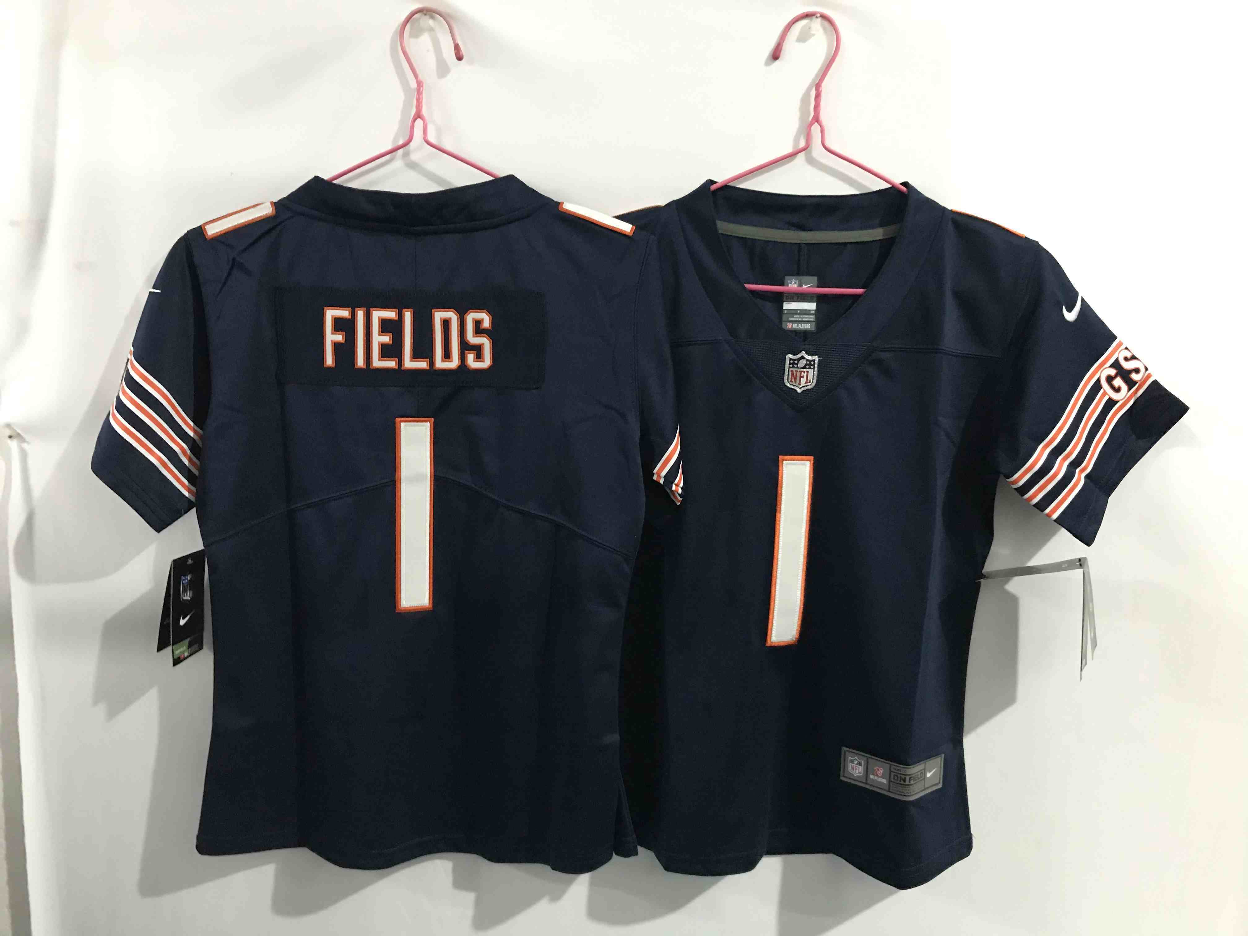 Women's Chicago Bears #1 Justin Fields Blue Vapor Limited Jersey